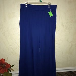 NYC & CO, royal blue, wide leg ankle pants with pockets , XL, 25-inch inseam